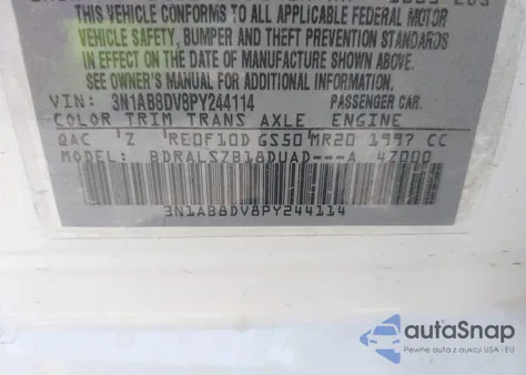 2023 Nissan Sentra Sr Xtronic Cvt из США, поврежденный, VIN 3N1AB8DV8PY244114